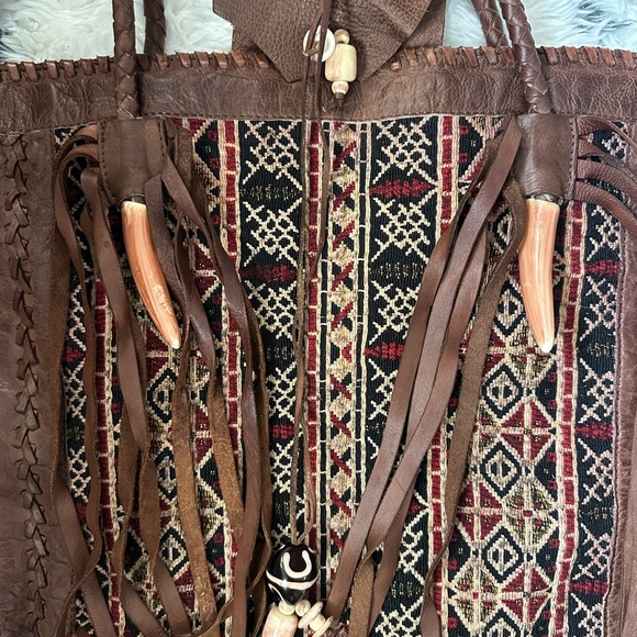 Bohemian Brown Leather Fringe Bag - Picture 3 of 6